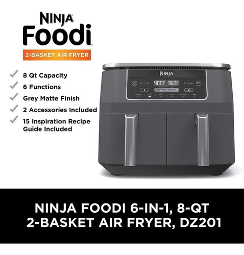 Ninja  Dz201 Foodi 8 Quart 6-in-1 Dualzone  1690watts Nueva