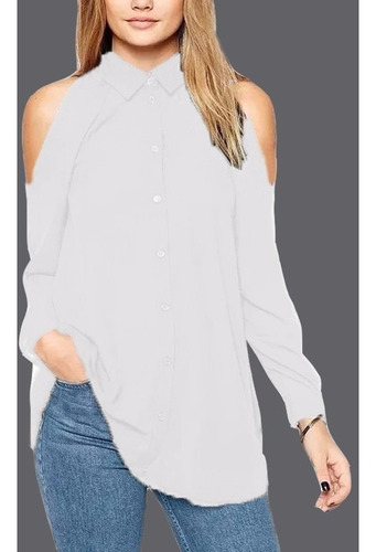 Camisa Camisola Seda Chifon Manga Larga Talla Especial