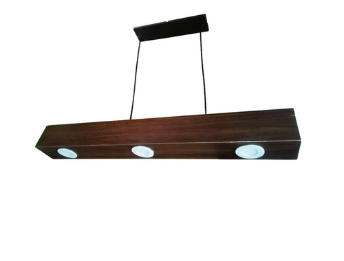 Lampara Colgante De Viga De Madera Minimalista Con 3 Led