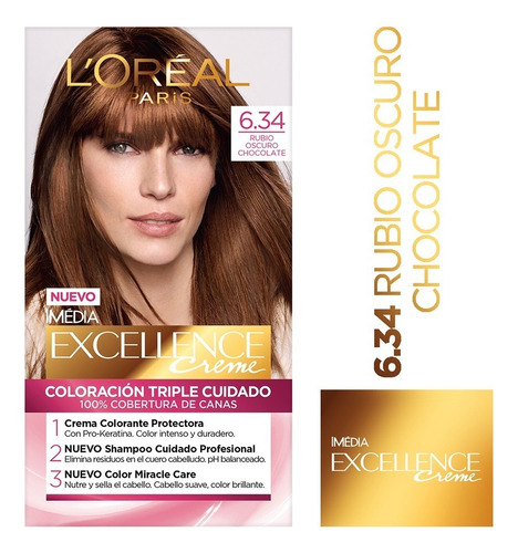 Kit Tintura L'Oréal Paris  Excellence Kit Tintura L'Oréal Paris Excellence Creme tono 6.34 chocolate 20Vol. para cabello