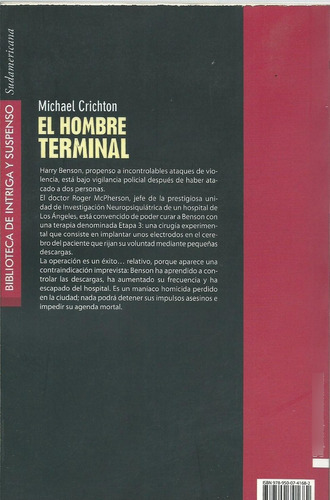El Hombre Terminal, Michael Crichton. Ed. Sudamericana