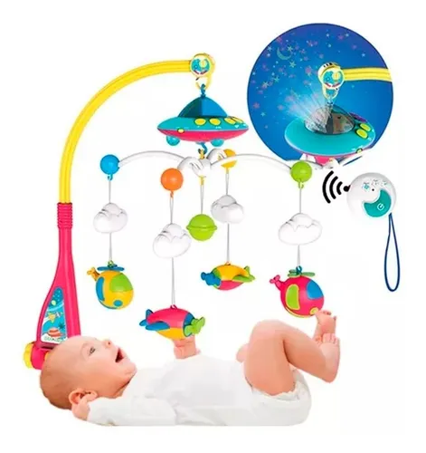 Movil Musical Cuna Bebe Con Proyector Y Control Remoto