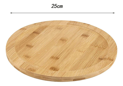 Plato Giratorio De Madera Para Presentación De Postres 25cm