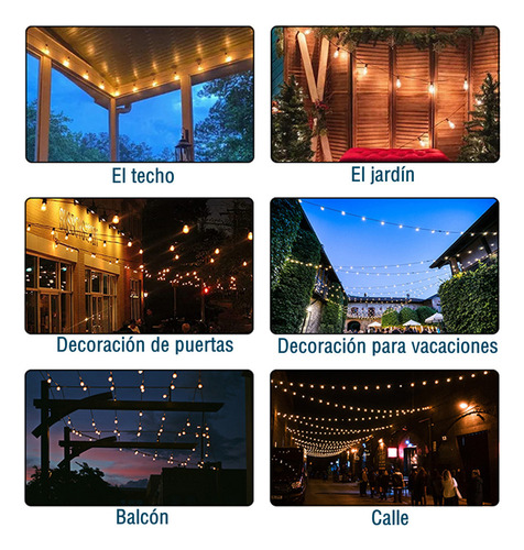Led Guirnalda De Luces 25+2 Focos Vintage Impermeable 15m