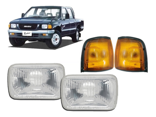 Juego Opticas + Giros Faros Isuzu Luv 1995 1996 Borde Negro