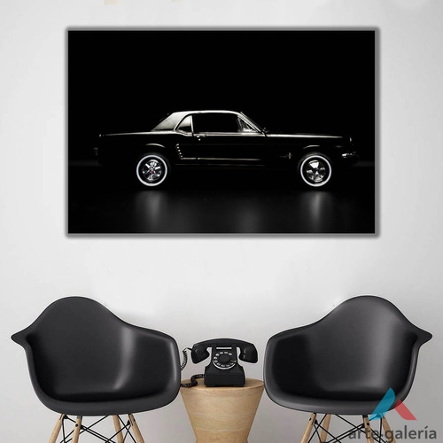 Cuadro Moderno Canvas, Mustang Negro Antiguo 94x142cm 