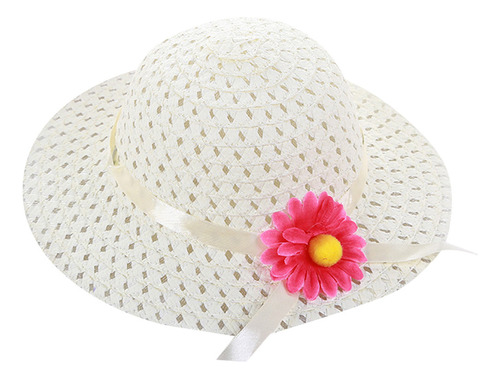 Sombrero De Playa Con Visera De Paja Y Flores Florales De Ve