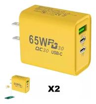 Comprar 2 Cargadores Carga Rápida Taco Pared 65w 3 En 1 Usb Tipo C