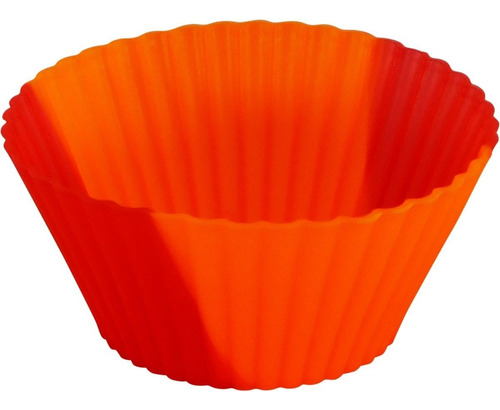 Set X 12 Moldes De Silicona P/ Muffin O Cupcake Ø7cm - Cukin Rojo-naranja