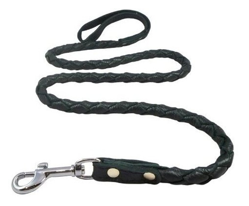 Correa Cuero Redonda Para Perros, 4 Pies, 5/8 , Negro