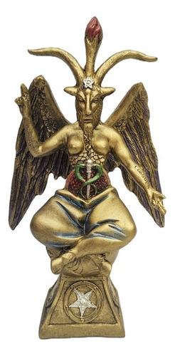 Baphomet En Trono 23cm Dorado 