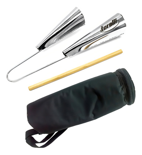 Agogo Duplo Cromado Grande Torelli To016 Com Capa Luxo