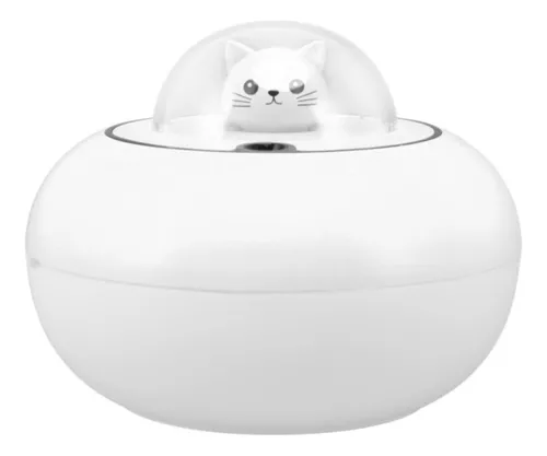 Humidificador Blanco Gato USB 300ml con Luz LED Ambiental