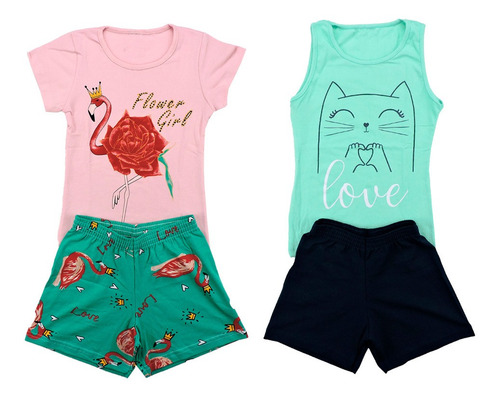 Imagem 7 de 7 de Kit 4 Conjunto Infantil Menina Premium 10/12/14 Anos
