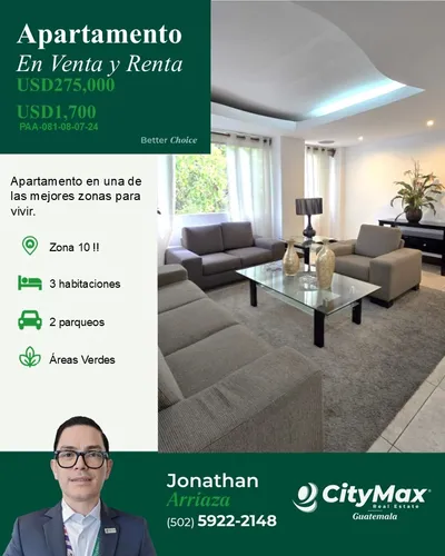 En Venta O Renta Apartamento En Zona 10