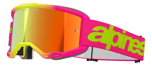 Antiparras Moto Alpinestars Mx Atv Vision 5 - Fas Motos Lente Rosa/amarillo Armazón Wordmark