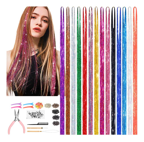 Kit De Oropel Para El Cabello (48 Pulgadas, 14 Colores, 3500