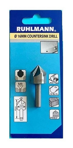 Mecha Broca Avellanador Para Metal Ruhlmann 16mm
