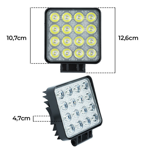 Kit 10 Farol De Milha 48w 16 Led Bivolt Uso Universal 6500k