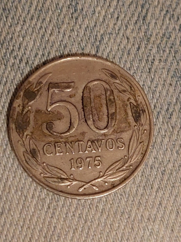 Moneda De Chile 50 Cent Año 1975 Cobre Níquel  Km # 206