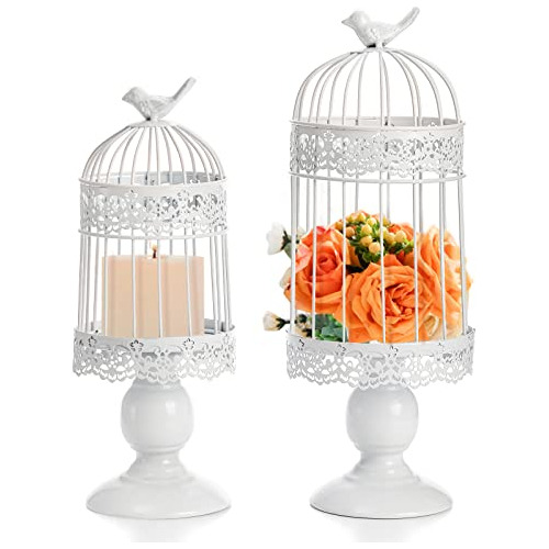 Conjunto De 2 Portavelas Forma De Jaula De Pájaros, Fa...