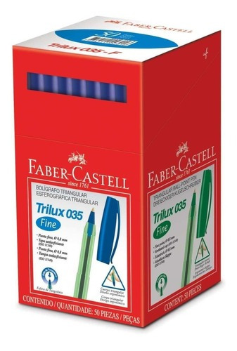 Caneta Faber Castell Trilux 035 Azul Cx C/50und