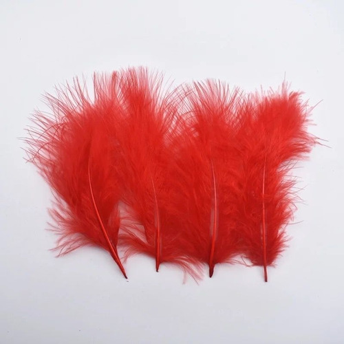 Plumas Decorativas Artificiales Color Rojo Paquete X 100