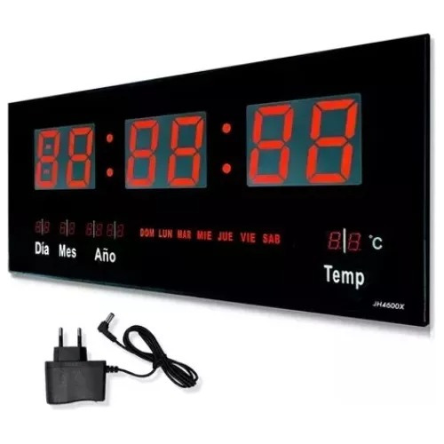 Reloj Led Digital Empresa Temperatura Oficina Modelo Grande