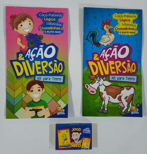 Kit 20 Revistas De Atividades E Jogos P/ Crianças + Jogo Do Mico Lembracinha De Aniversário
