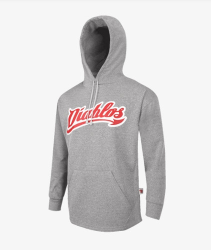 Sudadera Hoodie Diablos Rojos Para Hombre Gris Med