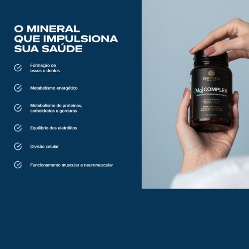 Mg Complex Blend De Magnésio 90 Cápsulas Essential Nutrition