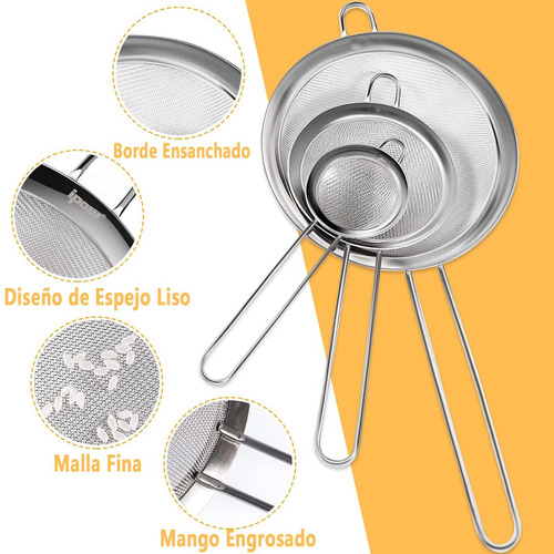 Colador De Cocina Acero Inoxidable 4pzs, Coladores De Malla