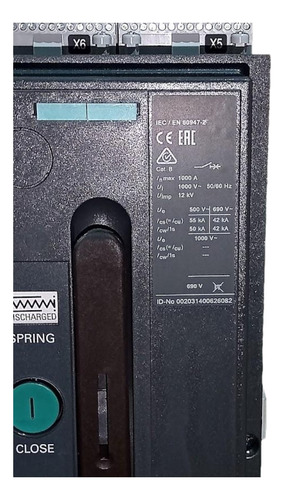 Disjuntor Aberto Siemens 3wl1110-2bb72-4bn2 1000a 1000v 12kv