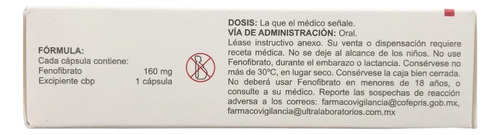 Fenofibrato 160 Mg Caja Con 30 Cápsulas Ultra Laboratorios