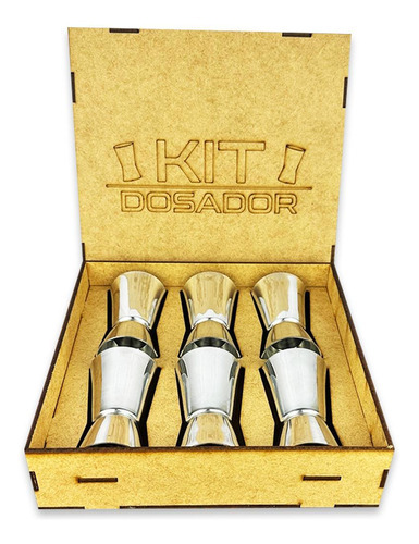 Kit Caixa Com 6 Dosador Inox Bebidas Duplo 25ml 50ml Medidor