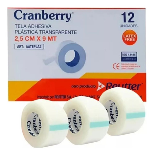 Tela Adhesiva Plástica Transpore 2,5x9 Cranberry 1 Unidad