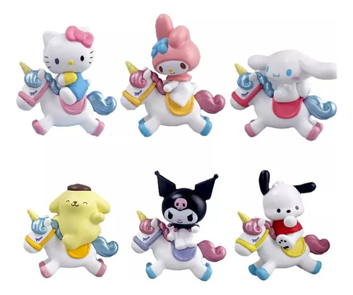 Set 6 Figuras Coleccion Sanrio Hello Kitty Kuromi Melody 