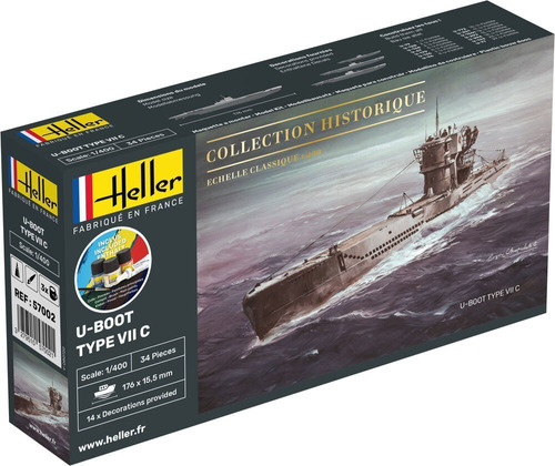 U-boot Tipo Vii C - 1/400 Submarino Kit Heller 57002