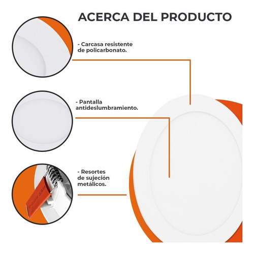 Lampara Led De Techo Empotrado 18w 6500 K 18ydled430mv65b Estructura Blanco Blanco