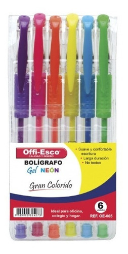 Boligrafo Gel Neon 1.0mm Oe-065 Estuche X 6