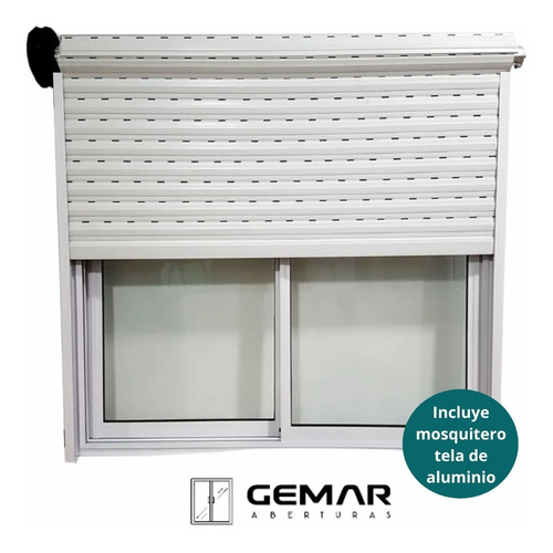 Ventana Aluminio Blanco 120x110 Con Persiana Con Mosquitero