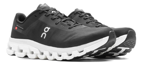 Zapatillas On Cloudflow 4 Black White Hombre Running - Paseo