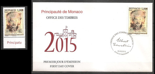 Imagem 1 de 1 de # Mcn # Mônaco 2015 - Albert Einstein - Fdc + Selo Mint