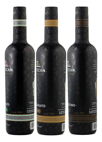 3 Botellas Aztecan 750 Ml (coco, Cacahuate & Kapuccino)