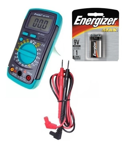 Tester Multimetro Digital Proskit Mt-1210 + Bateria 9 Volts Energizer Mt1210