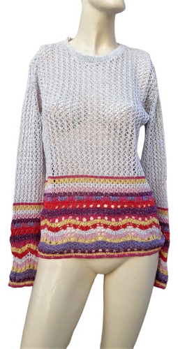 Sweater Hilo M/larga Calado Metalizado Guarda Multicolor 