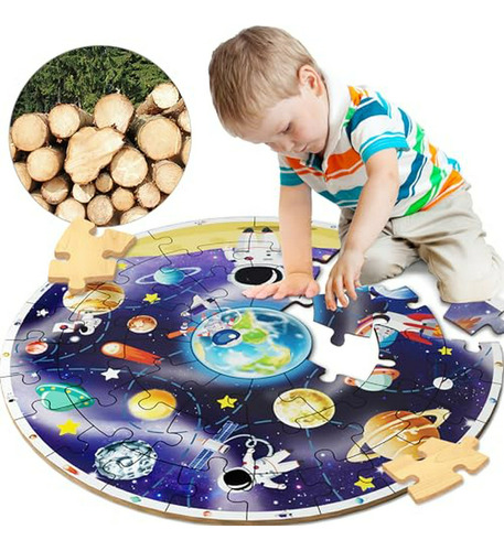 Iplay, Ilearn Wooden Solar System Jigsaw Puzzle Toy. Pla