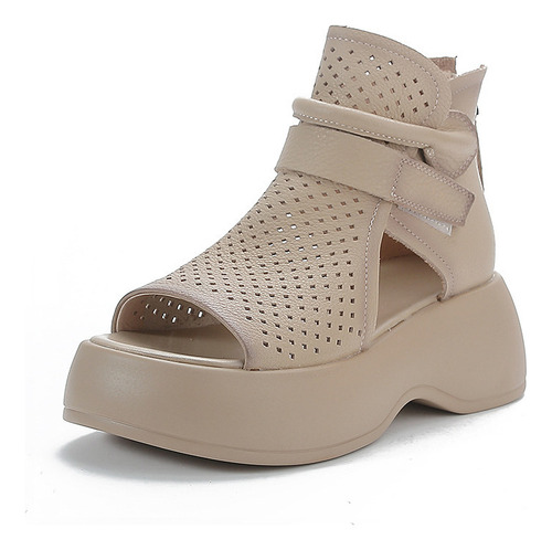 Sandalias Ahuecadas For Mujer, Con Cremallera, Parte Inferi