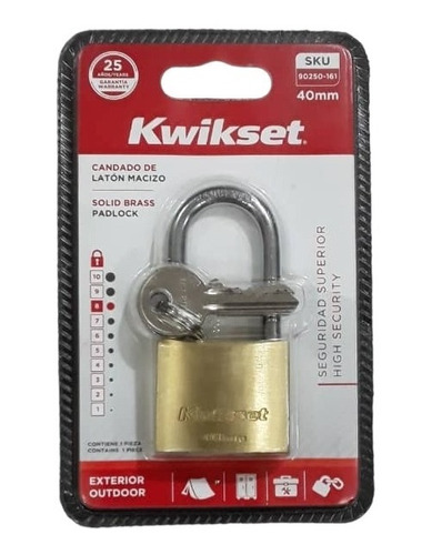 Candado De Laton Macizo 40mm Marca Kwikset