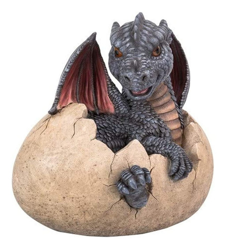 Jardín Dragon Hatchling Acento Decorativo Escultura  Piedra